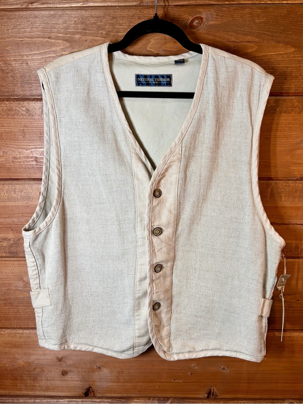 Natural Threads by Oak Tree NWT Men’s Oatmeal Button Front Vest Medium